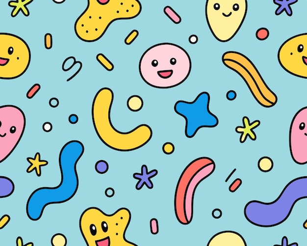 Divertido dibujo de líneas coloridas patrón sin costuras ilustración arte vectorial