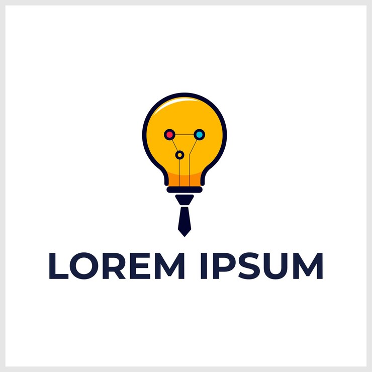 Vector divertido diseño de logotipo para nuestro negocio de marketing de datos con concepto de bombilla