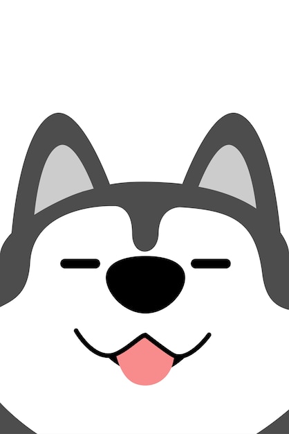 Divertido diseño plano de cara de perro husky siberiano | Vector Premium