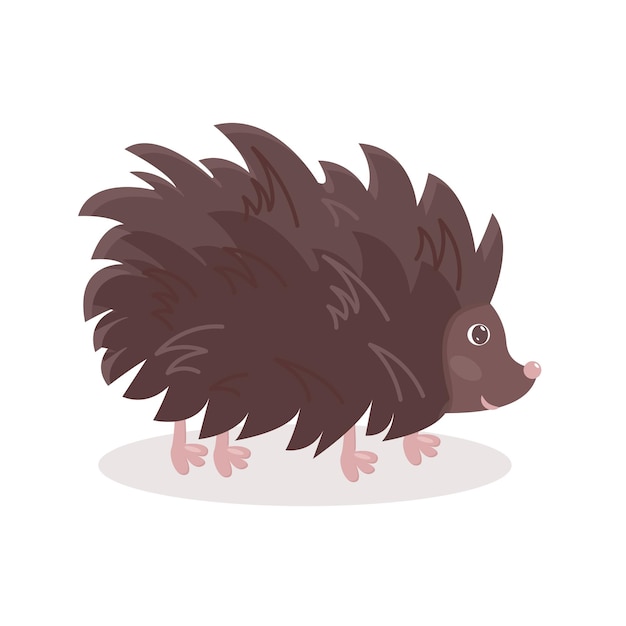 Divertido erizo personaje aislado vector ilustración Dulce animal de dibujos animados
