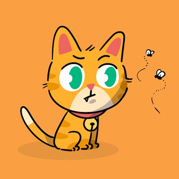 Vector divertido gatito molesto carácter doodle ilustración especial