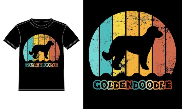 Divertido Goldendoodle Vintage Retro Sunset Silhouette Regalos Amante de perros Dueño de perro Camiseta esencial