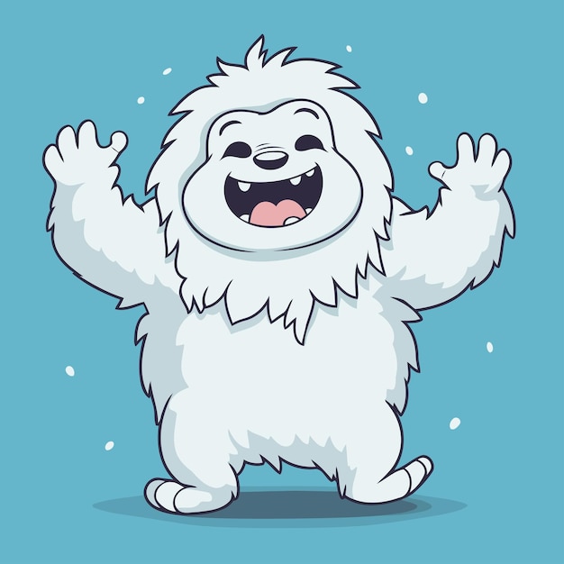 Vector divertido gorila de dibujos animados con nieve en fondo azul ilustración vectorial