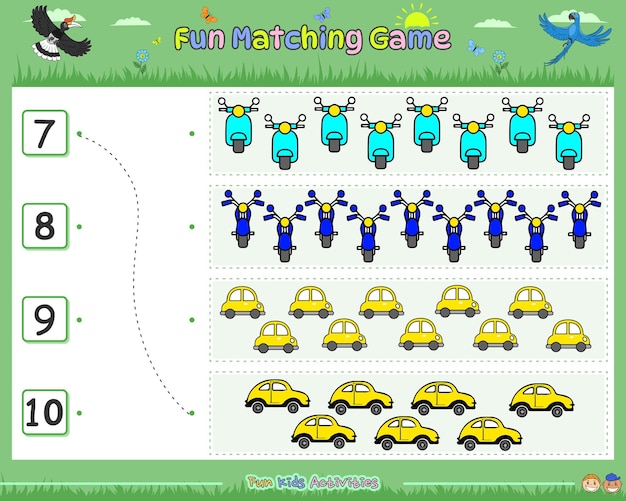 Divertido juego de combinación contando los objetos parte cinco