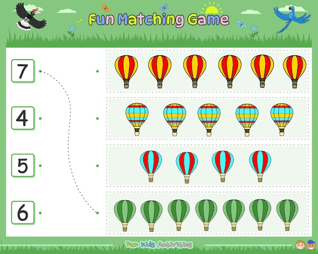 Divertido juego de combinación contando los objetos parte Seis