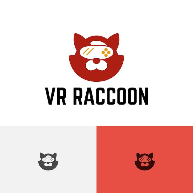 Divertido juego de gafas vr raccoon show animal logo