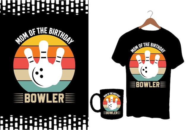 Divertido jugador de bolos amante mujer y hombre retro vintage huelga bolos camiseta diseño vector plantilla