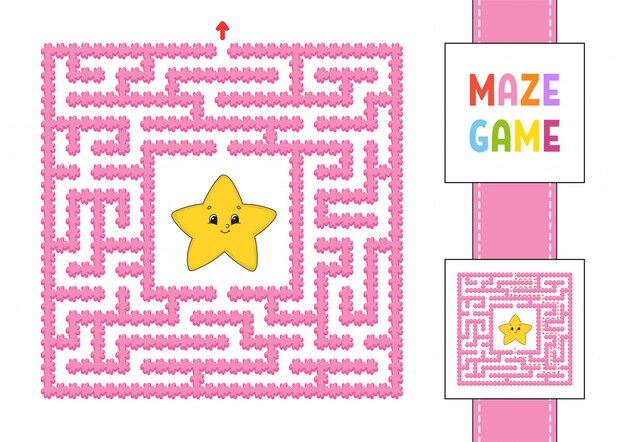 Divertido laberinto cuadrado. Juego para niños.