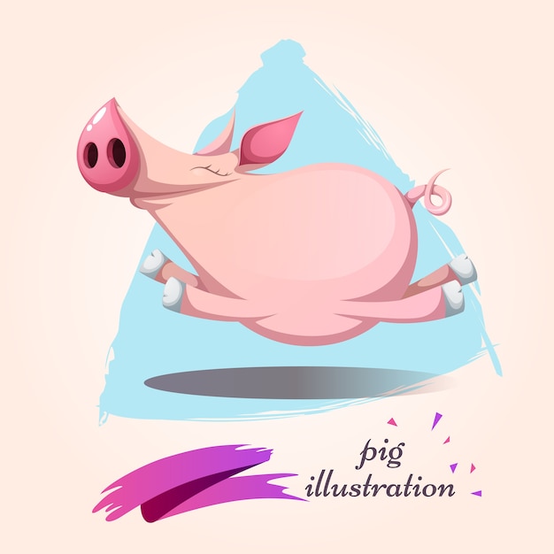 Divertido, lindo, loco personajes de dibujos animados de cerdo. Símbolo del año 2019.