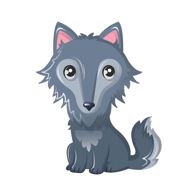 Divertido lobo gris de dibujos animados salvajes Animales salvajes modernos del zoológico