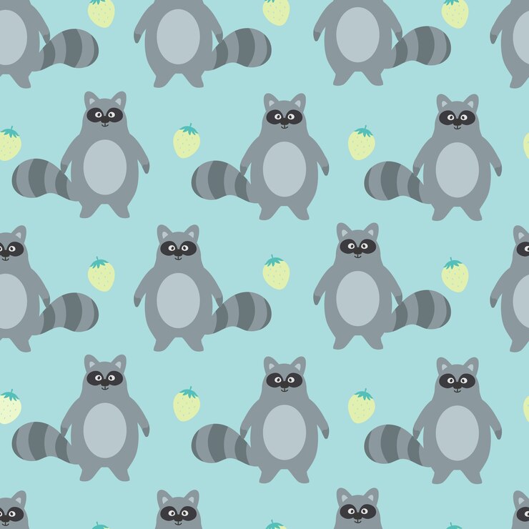 Vector divertido mapache sin fisuras de fondo