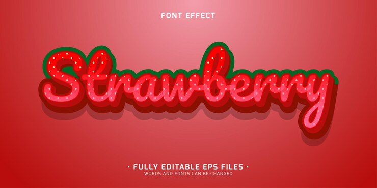 Vector divertido y moderno efecto de texto de fresa