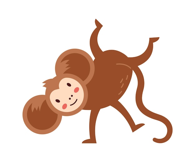 Vector divertido mono plano icono animales salvajes espectáculo de circo