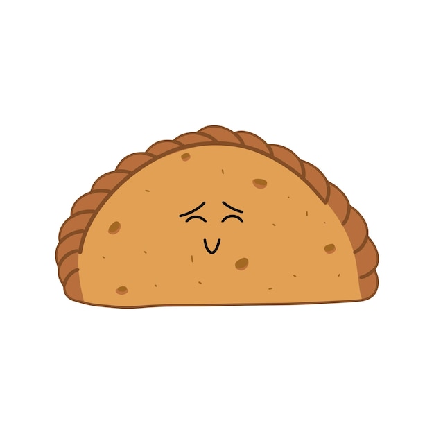 Vector divertido personaje empanada ilustración vectorial en estilo de dibujos animados