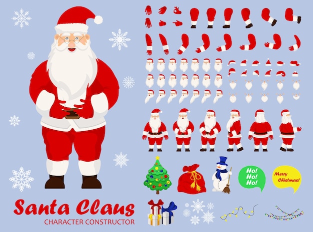 Divertido personaje feliz de Santa Claus. Feliz Navidad. Tarjeta de Navidad.