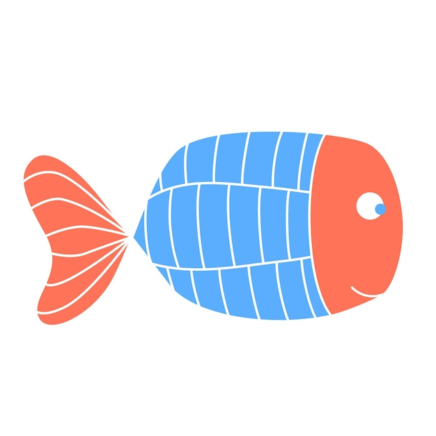 Divertido personaje de peces de acuario peces dibujados a mano abstractos con silueta frontal alta