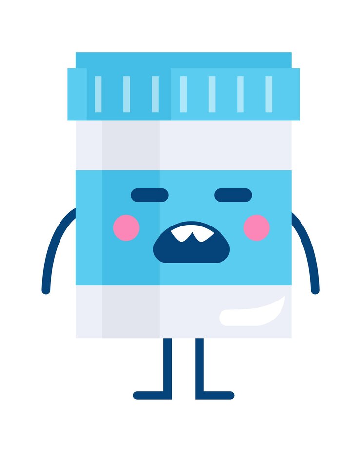 Vector divertido personaje de tarro médico ilustración vectorial