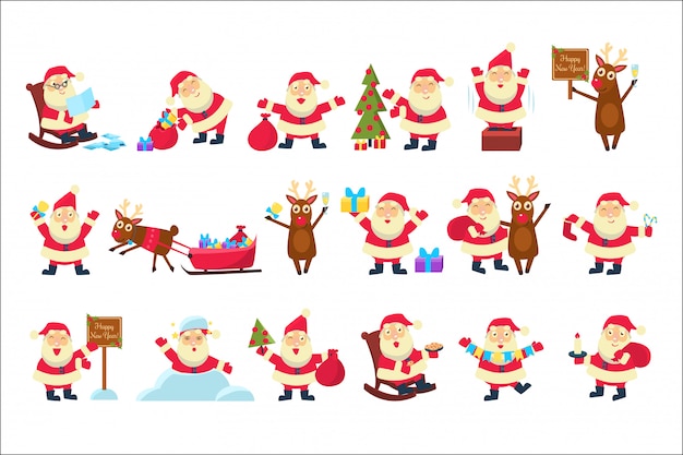Con divertido Santa Claus en diferentes poses.