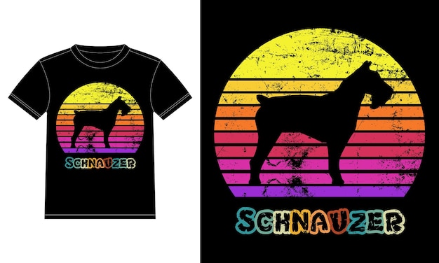 Divertido Schnauzer Vintage Retro Sunset Silhouette Regalos Amante de perros Dueño de perro Camiseta esencial