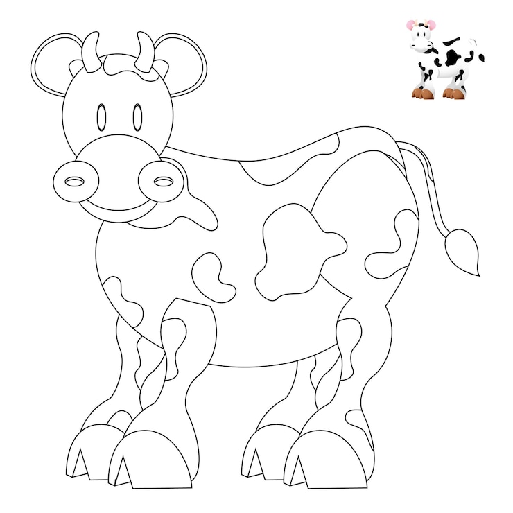 Divertido vector de vaca para colorear libro