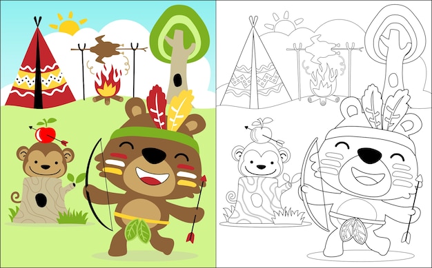 Divertidos dibujos animados de tribus indias