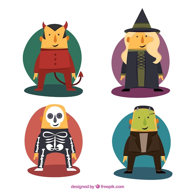 Vector divertidos personajes de halloween