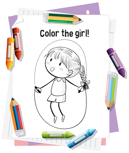 Divertirse coloreando con una chica feliz
