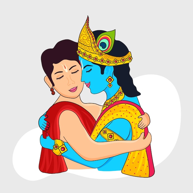 El divino abrazo de Krishna y Sudama en un momento tierno Krishna abrazando amorosamente a Sudama o un ilustrador vectorial devoto para Janmashtami