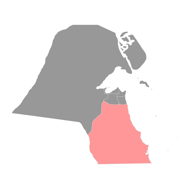 División administrativa de la gobernación de Ahmadi del país de Kuwait Ilustración vectorial