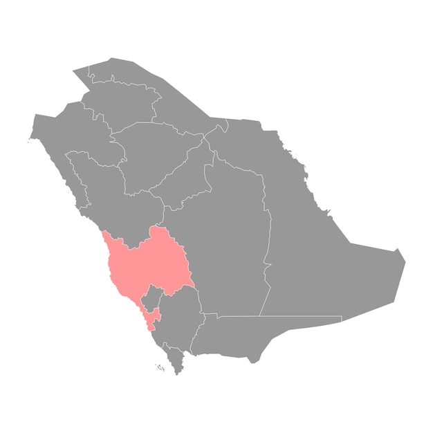 División administrativa de la provincia de La Meca del país de Arabia Saudita ilustración vectorial