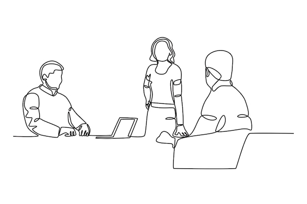 Una división está teniendo una reunión presentación de negocios dibujo en línea