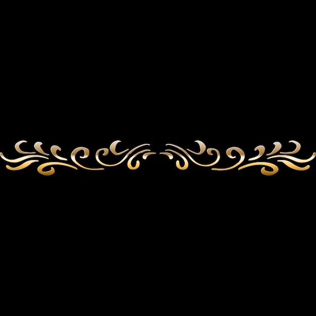 Divisor caligráfico dorado. Elemento de diseño dibujado a mano brillante de lujo.