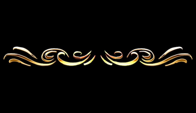 Divisor caligráfico dorado. Elemento de diseño dibujado a mano brillante de lujo.