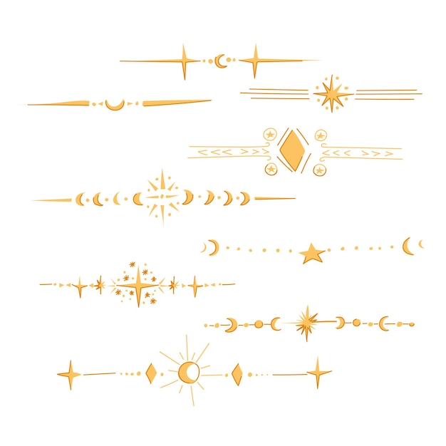 Divisor celestial conjunto de bordes ilustración vectorial de dibujos animados