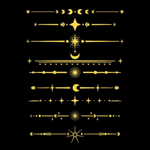 Divisor celestial conjunto de bordes ilustración vectorial de dibujos animados
