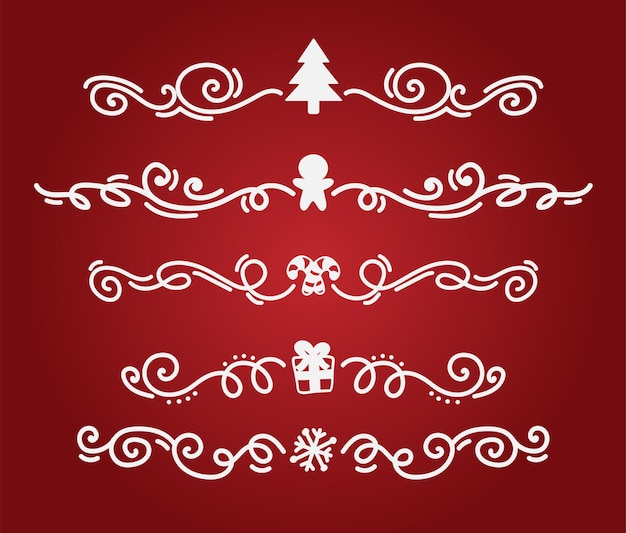 Divisor de navidad lindo dibujado a mano Elementos vectoriales