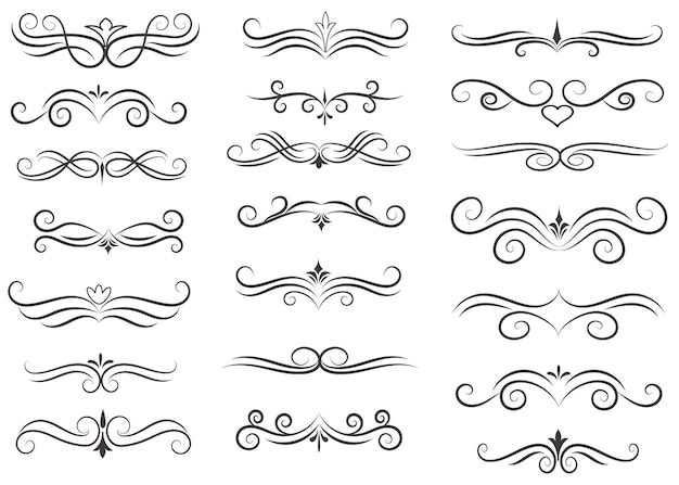 Divisor de páginas y elementos de diseño Conjunto de varios divisores negros simples Diseño de divisores variados