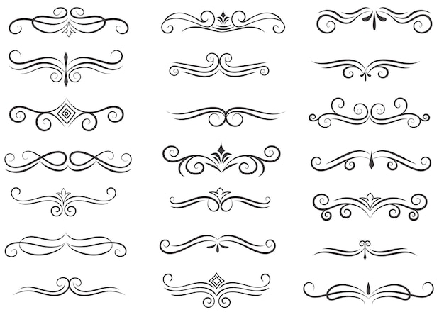 Divisor de páginas y elementos de diseño Conjunto de varios divisores negros simples Diseño de divisores variados