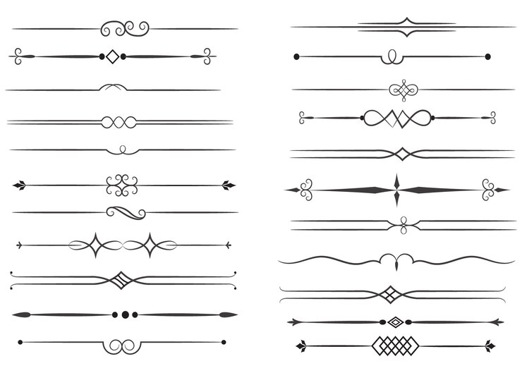 Vector divisor de páginas y elementos de diseño conjunto de varios divisores negros simples diseño de divisores variados