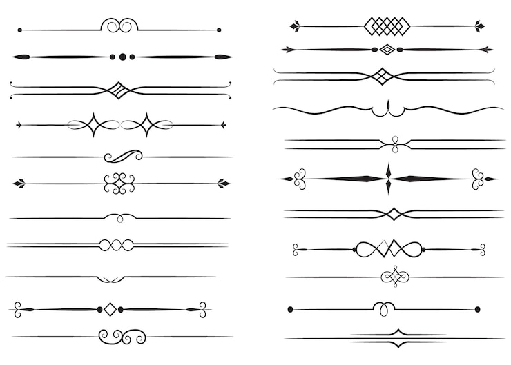 Vector divisor de páginas y elementos de diseño conjunto de varios divisores negros simples diseño de divisores variados