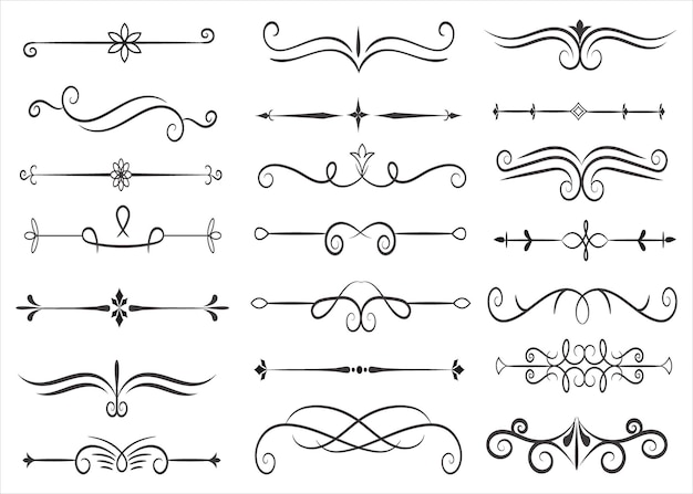 Divisor de páginas y elementos de diseño Conjunto de varios divisores negros simples Diseño de divisores variados