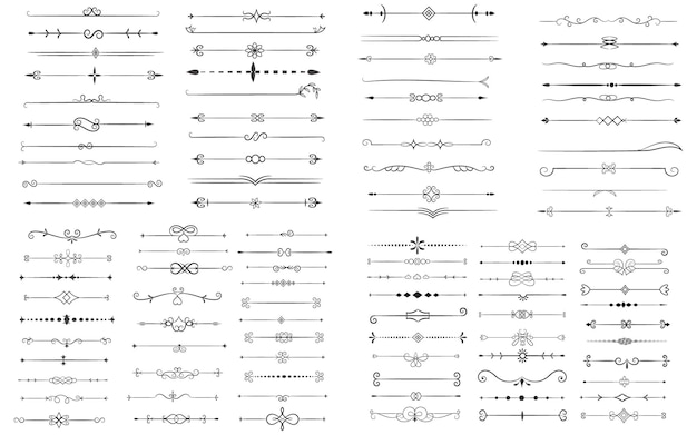 Divisor de páginas y elementos de diseño conjunto de varios divisores negros simples diseño de divisores variados