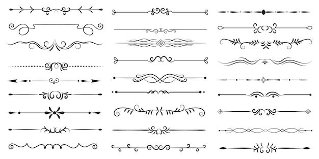 Vector divisor de páginas y elementos de diseño conjunto de varios divisores negros simples diseño de divisores variados