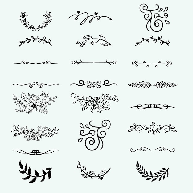 Divisor de remolinos decorativos Colección de objetos caligráficos vectoriales para el saludo de invitación de boda