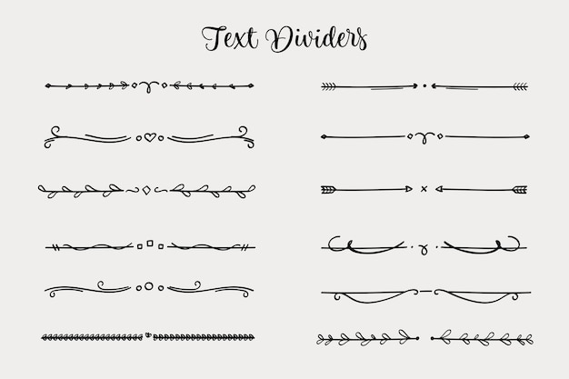 Divisor de texto de naturaleza dibujado a mano diseño de texto separador colección de elementos de decoración Ilustración vectorial