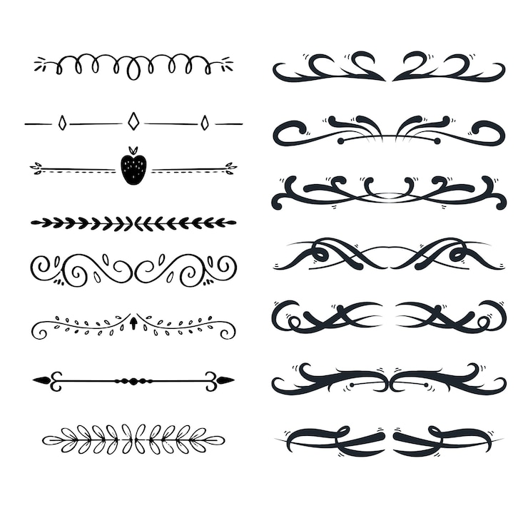 Vector divisor de texto ornamental elementos de diseño de borde elegante perfecto para la decoración de páginas web invitatio