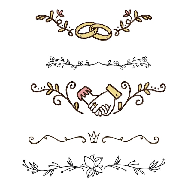 Divisores decorativos Línea de corazón Viraje de flecha Elementos para la decoración Florecimiento caligráfico o nombre