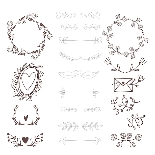 Divisores decorativos Línea de corazón Viraje de flecha Elementos para la decoración Florecimiento caligráfico o nombre