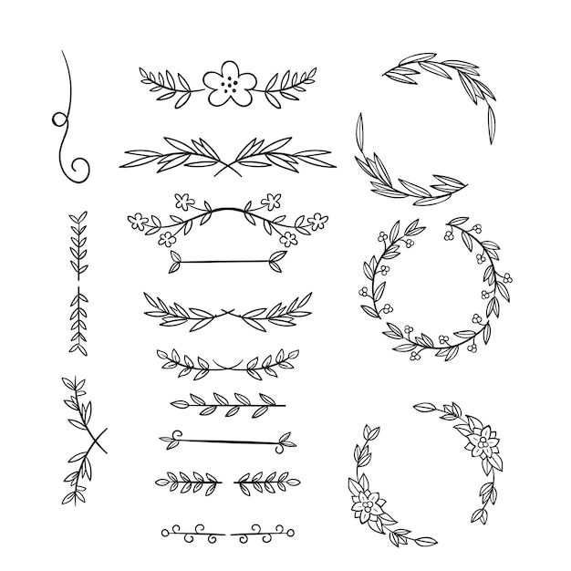 Divisores decorativos Línea de corazón Viraje de flecha Elementos para la decoración Florecimiento caligráfico o nombre