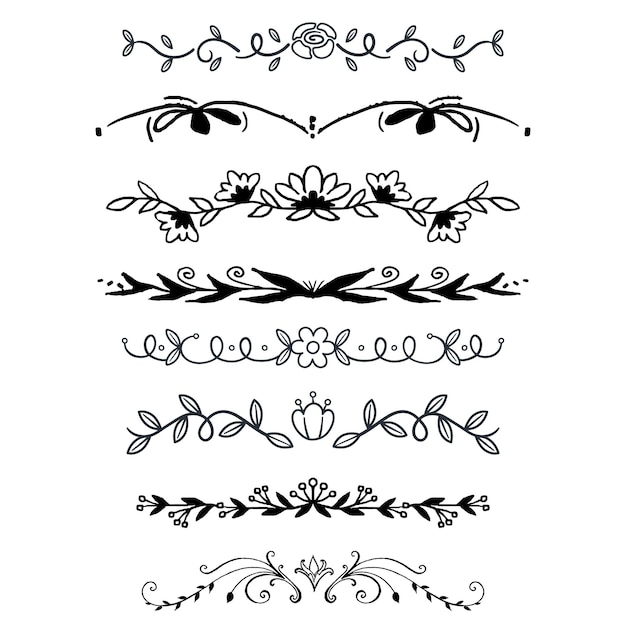 Divisores decorativos Línea de corazón Viraje de flecha Elementos para la decoración Florecimiento caligráfico o nombre